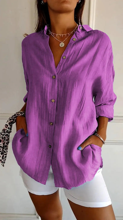 Dames Blouse Zomerse Luchtige Knoopsluiting