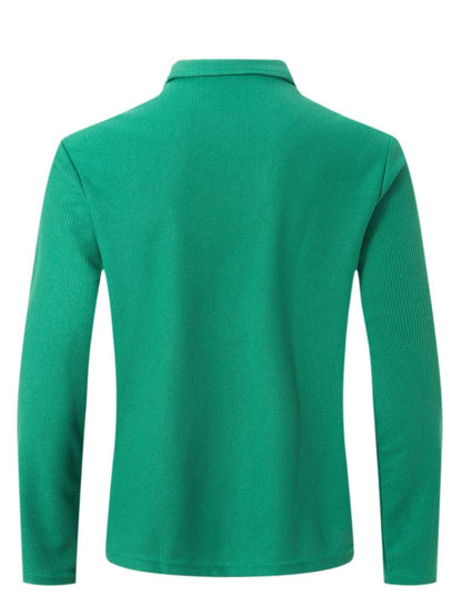 Heren Wafelshirt Lange Mouwen V-Hals Katoen