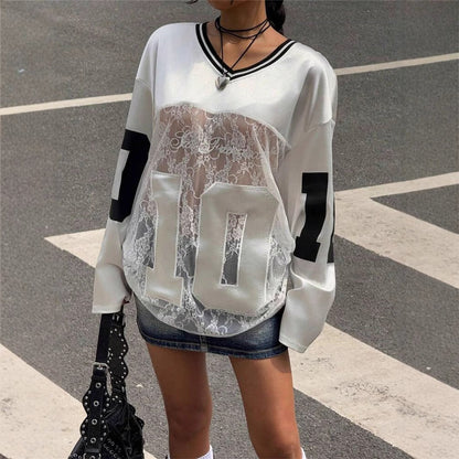 Vrouwelijke Sport Top Met V-hals en Sportieve Print