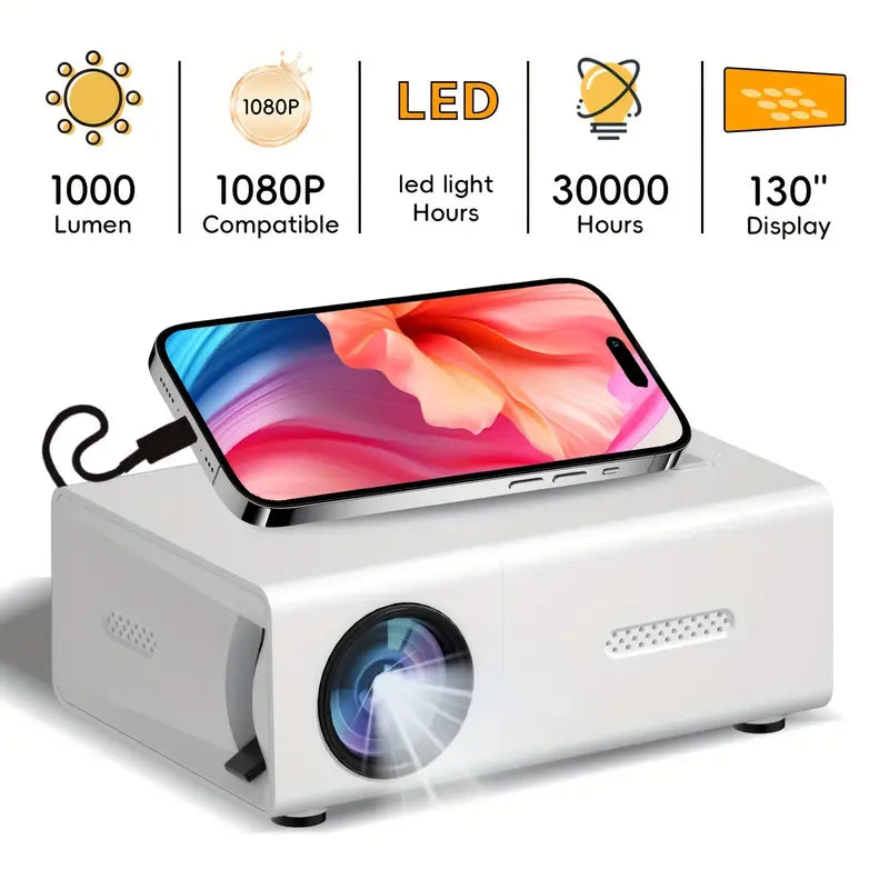 Compacte LED-projector 720P draadloos HDMI USB compatibel thuisbioscoop presentaties kantoor entertainment