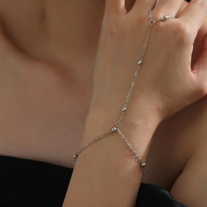 Dames Armband Zilver Fijne Schakels met Ring Elegant