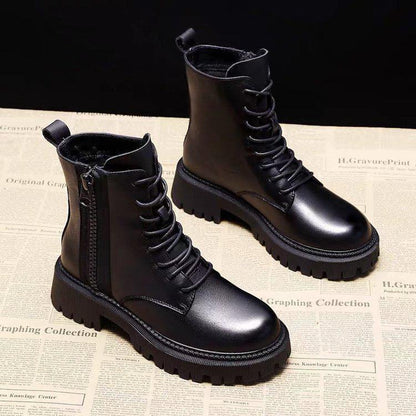 Dames Winterlaarzen Stevige Comfortabele Chunky Boots met Veters