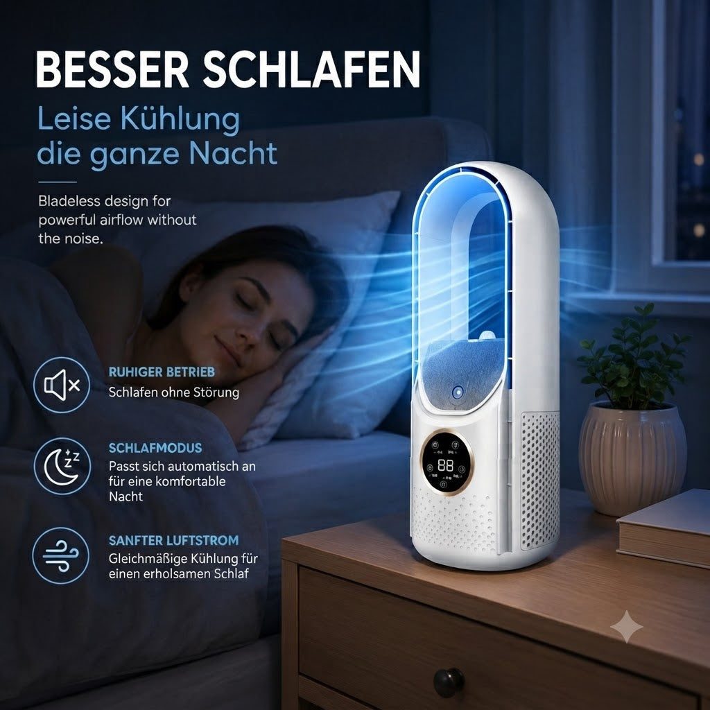 Torenventilator zonder Bladen Stil Ontwerp met Slaapstand voor Rustige Koeling Energie-efficiënt Compact Ideaal voor Slaapkamer Kantoor Woonkamer Nachtkastje Bureau