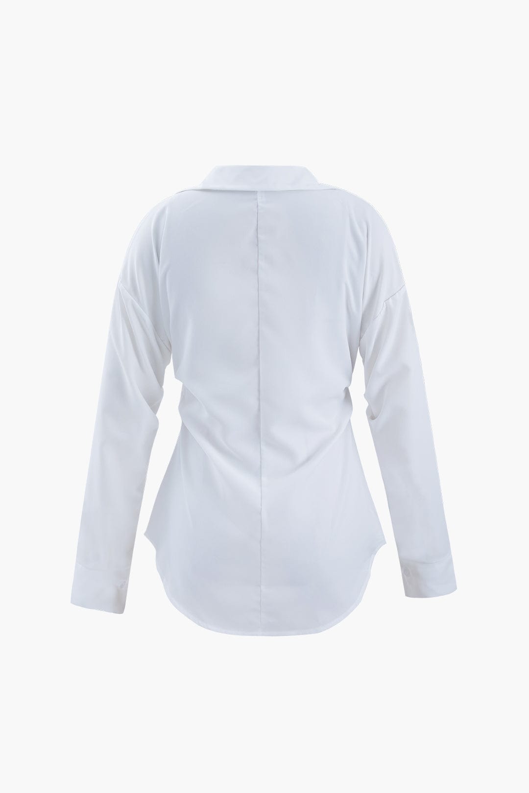 Witte Blouse Oversized Hoge Taille Klassieke Stijl