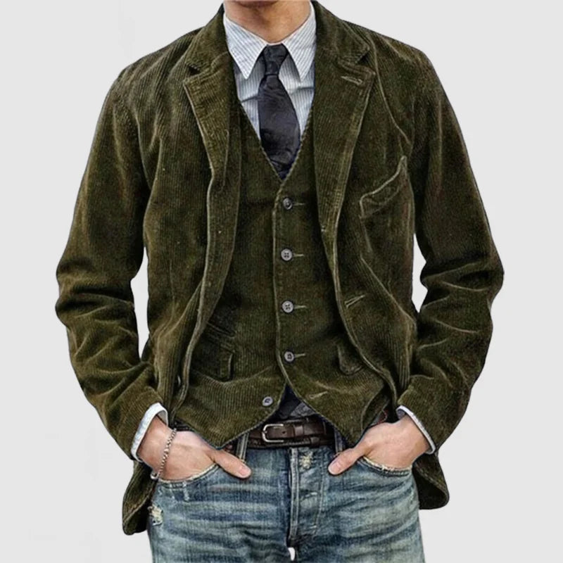 Heren Blazer Slim Fit Donkere Kleur Met Knoopsluiting