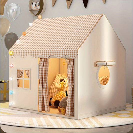 Kinder Speeltent Binnen Speelhuisje 130x120x100cm Met Gordijnen En Ramen