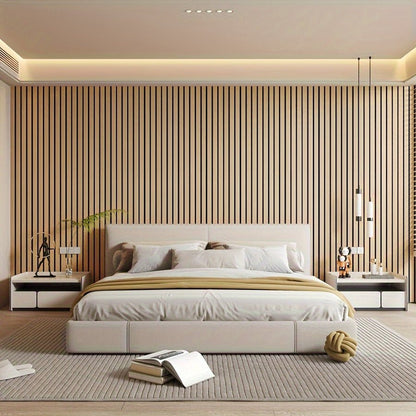 Wandpanelen Zelfklevend Houtlook 3D PVC Lattenwand Accentmuur 40x300cm Woonkamer