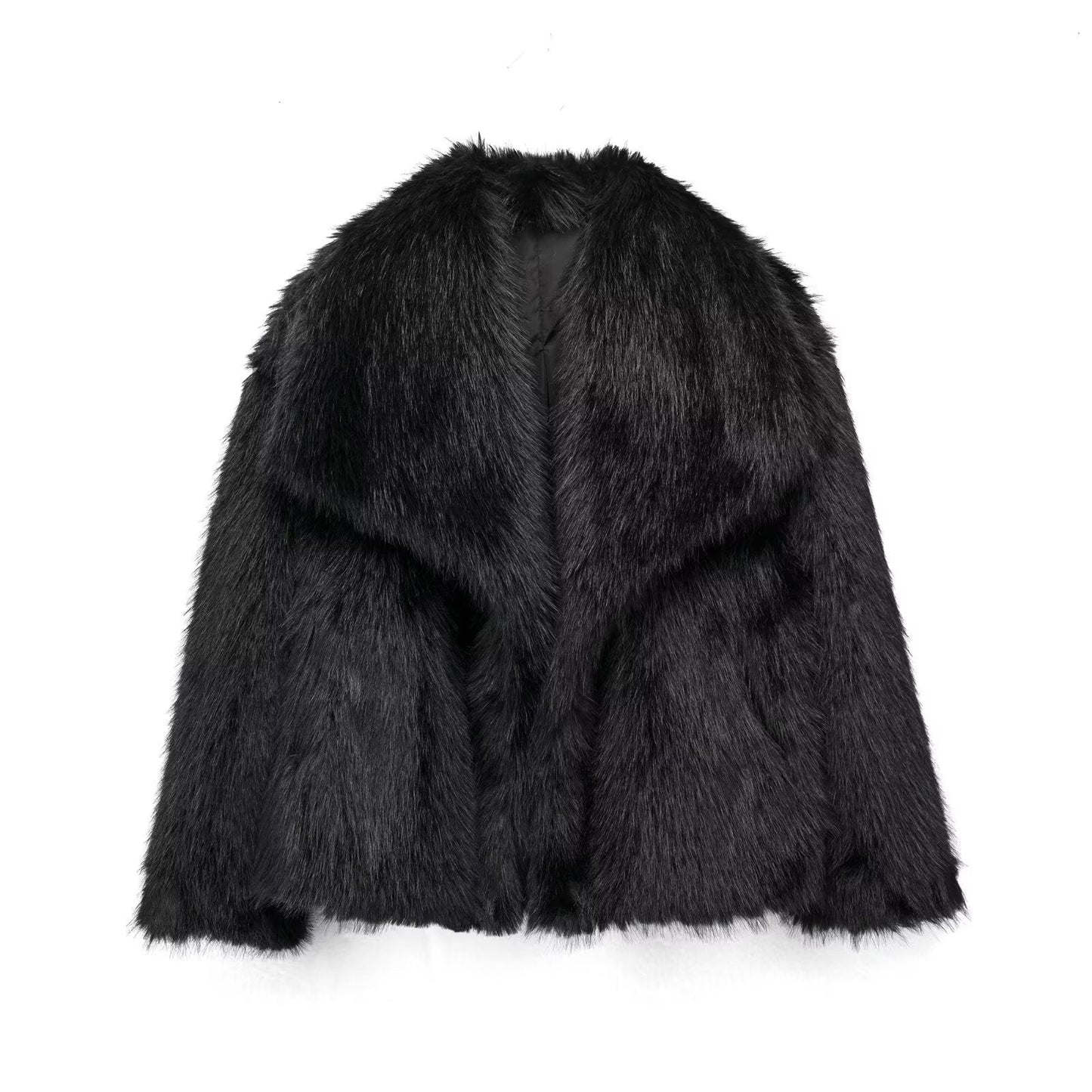 Dames Winterjas Kort Pluche Model met Kraag