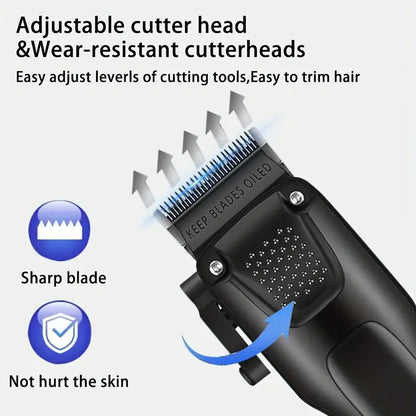 Professionele Haar- en Baardverzorgingsset 3-delig Draadloos met LED-Display USB Oplaadbaar Trimmer Scheerapparaat voor Mannen