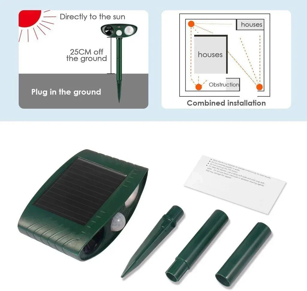 Zonne-energie Ultrasone Hertenafweerder – Effectieve Dierverdrijver voor Tuin & Erf binnen 48 Uur