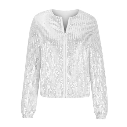 Dames Bomberjack Glitter Ritsjas Elegant