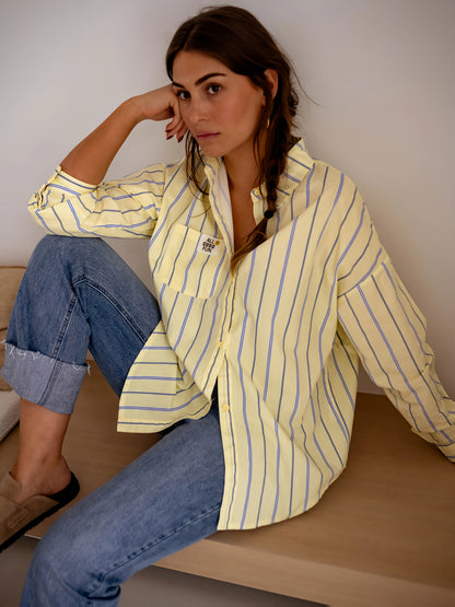 Dames Blouse Gestreept Met Detail