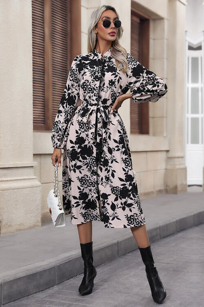 Lange Damesjurk Met Mouwen en Leuke Print