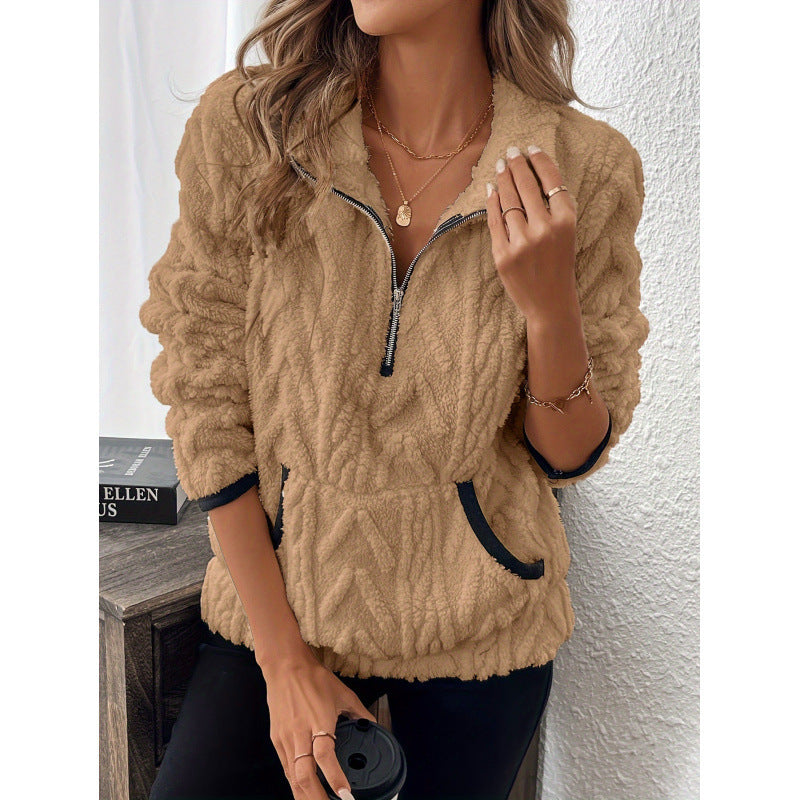 Dames Teddy Trui Zacht Warme Half-Zip Sweater - StudioMarella
