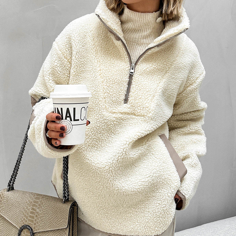 Dames Fleece Trui Zacht en Comfortabel met Halve Rits