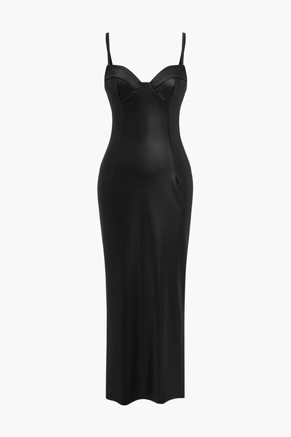 Zwart Leren Maxikleed Elegante Vrouwelijke Stijl