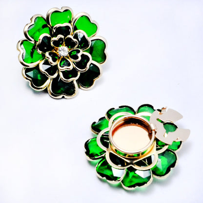 Dames Manchetknoop Bloem Patroon Elegant Zilver