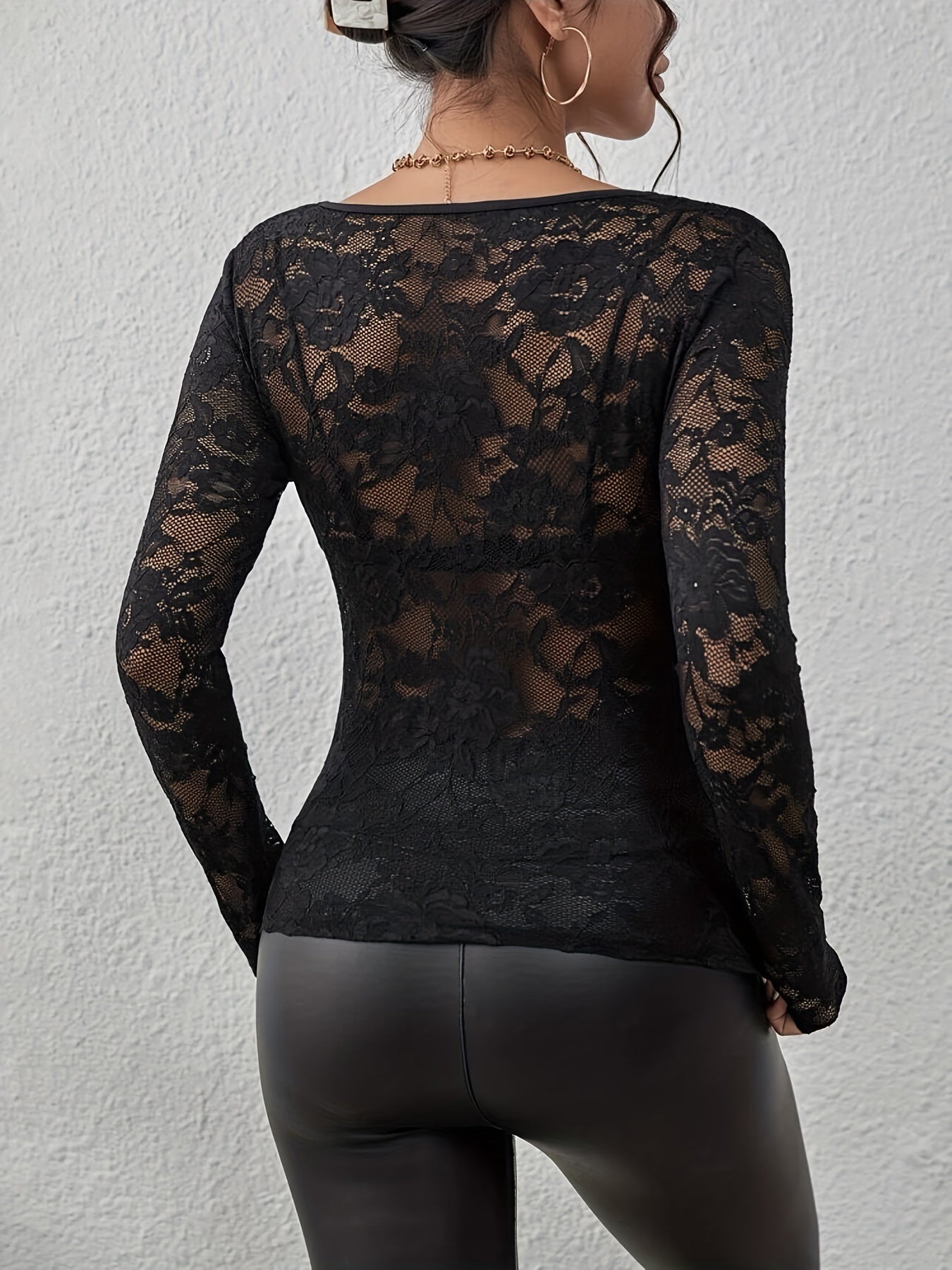 Vrouwelijke Kanten Top V-Hals Chique en Elegante