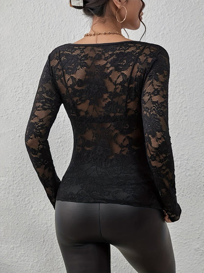 Vrouwelijke Kanten Top V-Hals Chique en Elegante