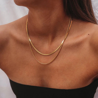 Gouden Ketting Dubbele Schakel Gelaagd Design - StudioMarella