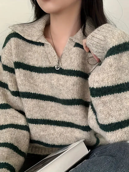 Streepjes Trui V-Hals Casual Stijl