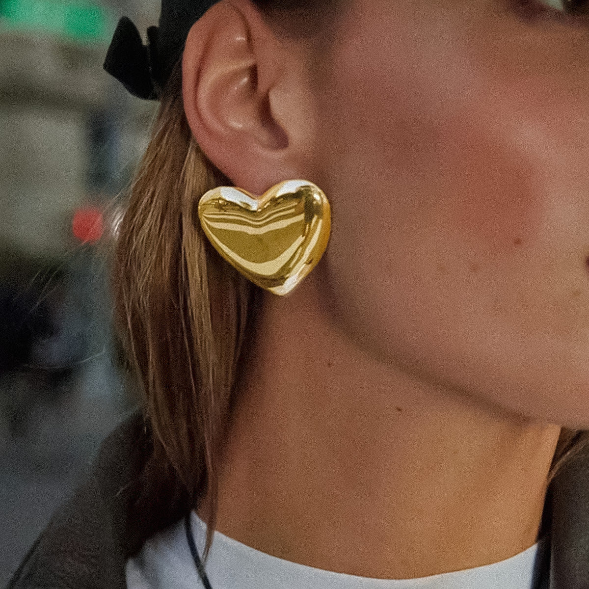 Hartvormige Oorbellen voor Vrouwen met Steentjes en Studs