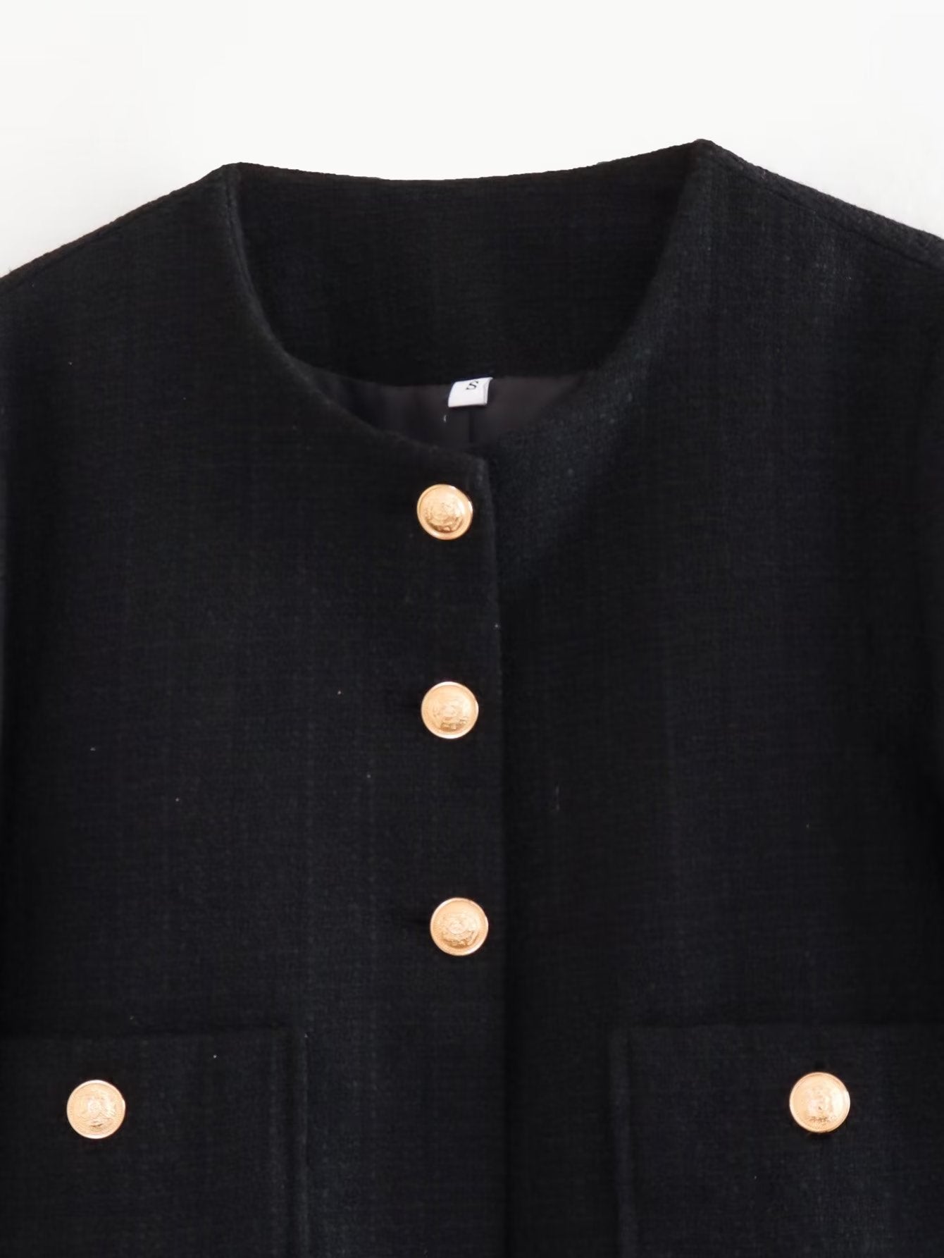 Dames Jas Bouclé Luxe Gouden Knopen