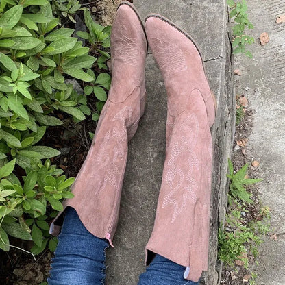 Dames Laarzen Zwart Cowboy Hak Stijlvol Leer
