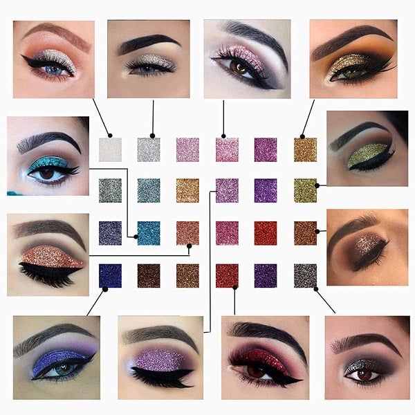 10-Kleurige Glitteroogschaduw Palet – Hoogglans Shimmer Poeder Make-up voor Glamoureuze Oogmake-up – Intense Pigmentatie