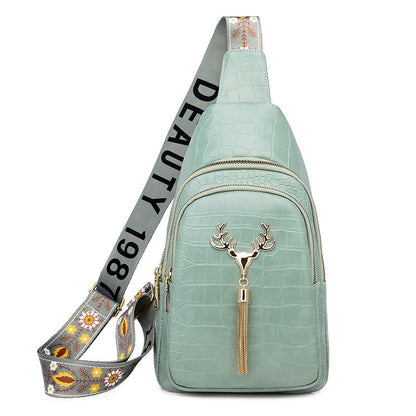 Dames Crossbody Tas Hertenprint Met Kwastjes Leer