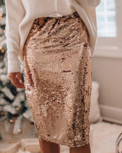 Glitter Rok met Pailletten Feestelijke Vrouwelijke Jurk