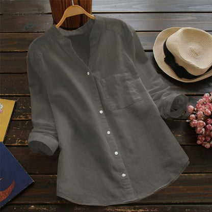 Linnen Blouse Vrouw Losse Zomerkleding