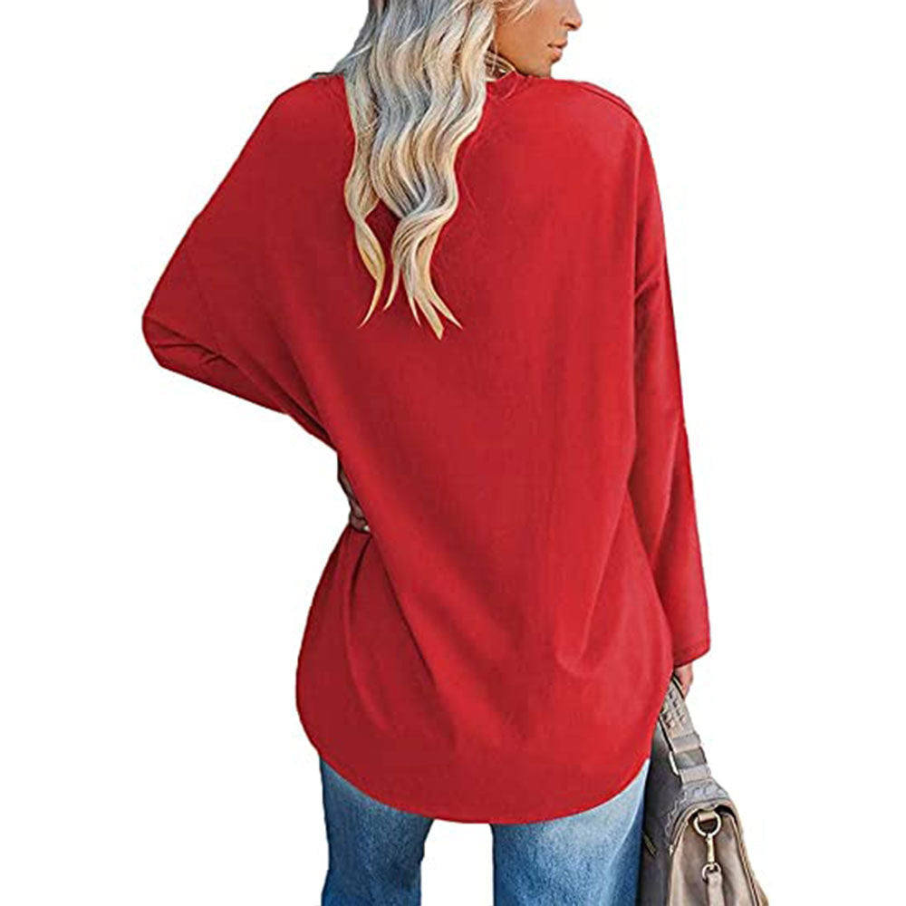 Dames T-shirt Lange Mouwen Oversized Casual V-hals