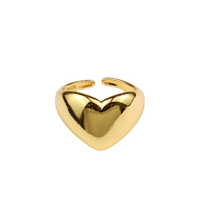 Dames Ring Hartvormig met Lelie Minimalistisch Zilver