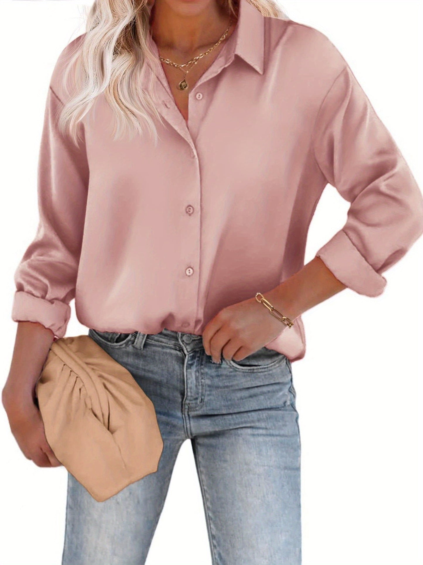 Vrouwen Blouse Lange Mouwen Knoopsluiting Elegant