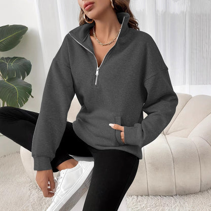 Dames Zachtste Half-Zip Trui Comfortabel en Casual