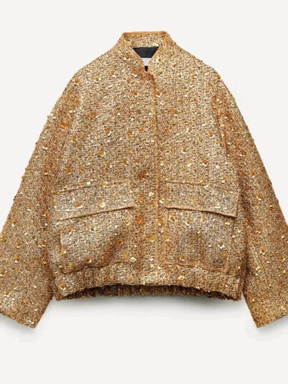 Feestjasje voor Vrouw Glitter Goud en Zwart