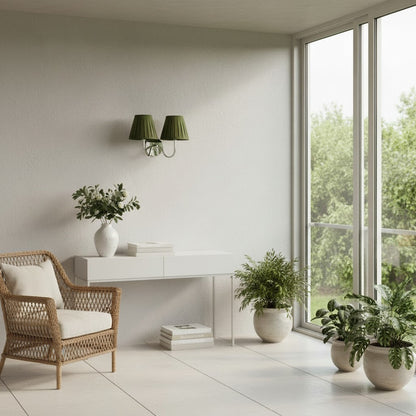Wandlamp met Geplisseerde Stoffen Kap – Klassieke Verlichting voor Slaapkamer en Woonkamer
