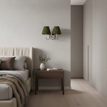 Wandlamp met Geplisseerde Stoffen Kap – Klassieke Verlichting voor Slaapkamer en Woonkamer