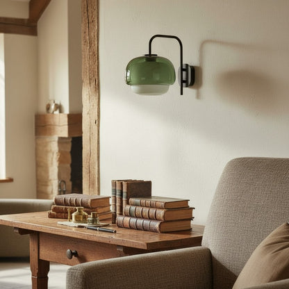 Gekleurde Glazen Wandlamp met Ronde Kap – Groen, Roze, Oranje – Moderne LED Verlichting