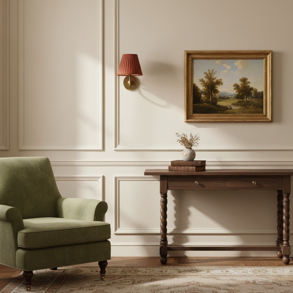 Wandlamp met Geplisseerde Stoffen Kap – Klassieke Verlichting voor Slaapkamer en Woonkamer