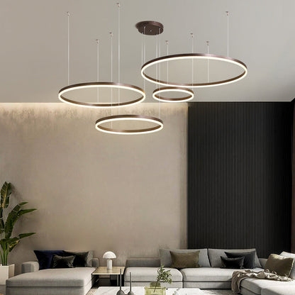 Hanglamp Ring Led Rond Metaal Zwart Goud Koffie Dimbaar Woonkamer Slaapkamer Eetkamer