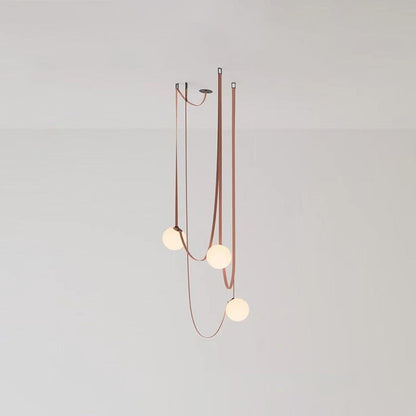 Hanglamp Leer Glas Bollen Luxe Verstelbaar Warm Wit Woonkamer Eetkamer