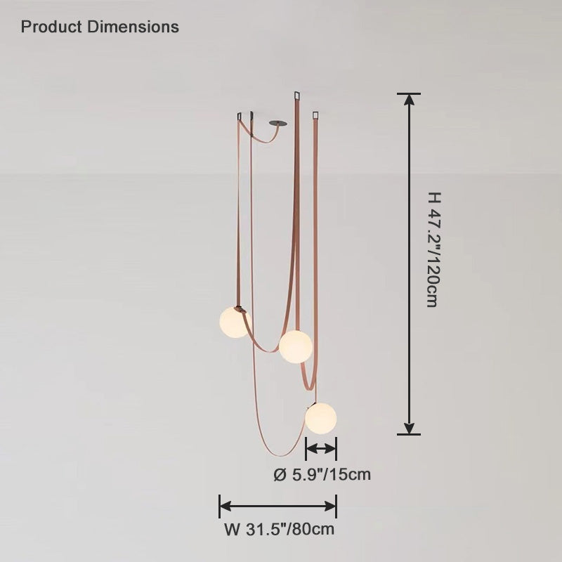 Hanglamp Leer Glas Bollen Luxe Verstelbaar Warm Wit Woonkamer Eetkamer