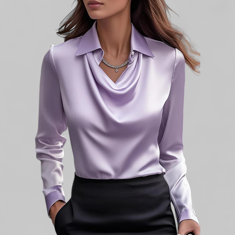 Dames Blouse Lange Mouwen Gedrapeerde Hals