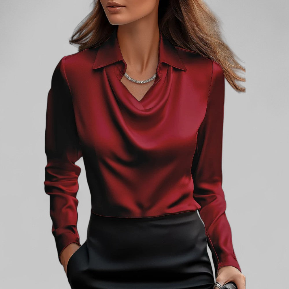 Dames Blouse Lange Mouwen Gedrapeerde Hals