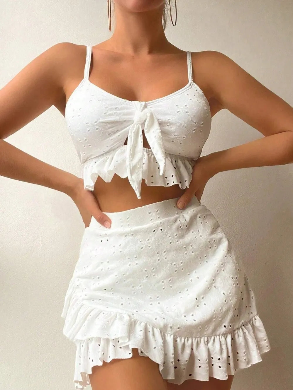 Vrouwelijk Ruffle Set Kant 2-Delig Jurk Broek - StudioMarella