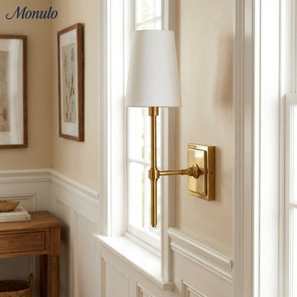 Wandlamp met linnen kap - retro metalen wandverlichting voor slaapkamer en gang