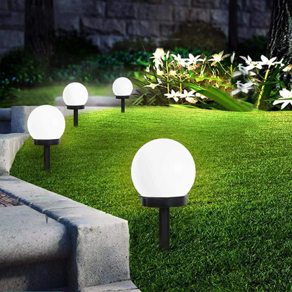 Waterdichte solar tuinlampen set van 3 met bolvormig design voor tuinpad, gazon en terras