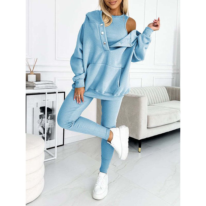 Dames Hoodie Set 3-delig Zacht en Comfortabel → Dames Hoodie Set Zacht 3-delig Comfortabele Lounge Set - StudioMarella